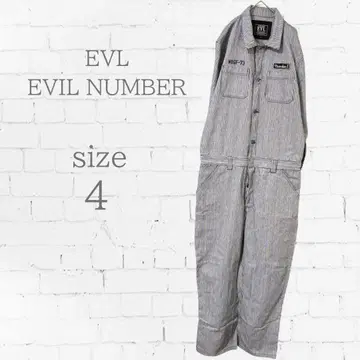 EVL EVIL NUMBER 오버롤 사이즈 4 스트라이프 작업복