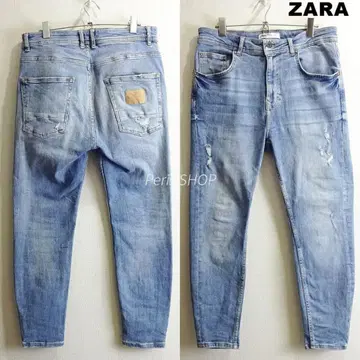 ZARA MAN 하이라이즈 스키니 테이퍼드 W84cm 강 스트레치 연청
