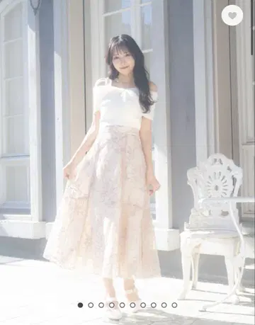 evelyn Flower 시어 롱 스커트