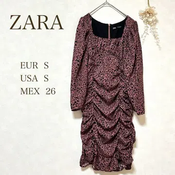 [ ZARA ] 레오파드 원피스 레오파드 무늬 개더입은 드레스 S사이즈