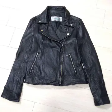 비아지오 블루 더블 라이더 자켓 블랙 양가죽