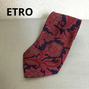 ETRO 에트로 넥타이 페이즐리 실크 레드 x 네이비