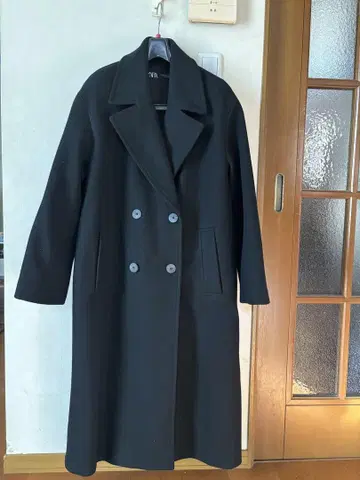 ZARA 블랙 더블 브레스트 롱 코트