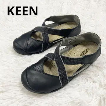 KEEN 가죽 슬립온 블랙 샌들 24cm