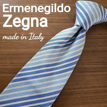 새상품급 Ermenegildo Zegna 제냐 블루 스트라이프 넥타이
