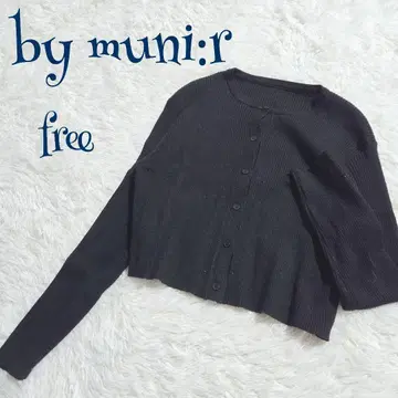 [바임니르] 리브 크루넥 가디건 free 베이직 무지 블랙
