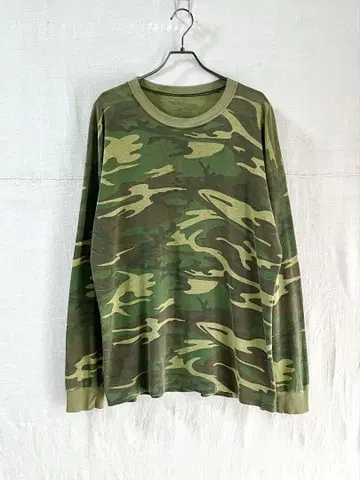 80s 90s usa 빈티지 롱T 싱글 스티치 카모 무늬