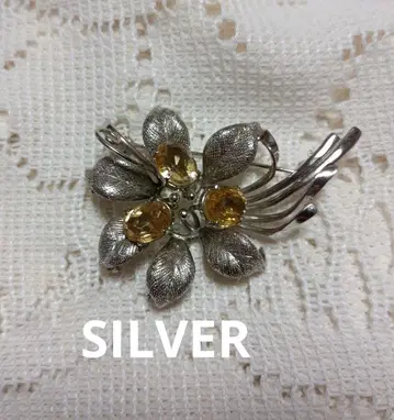 시트린 컬러 SILVER 브로치