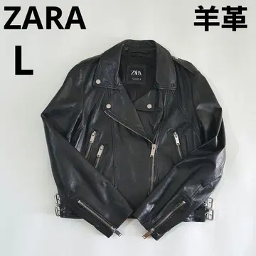 ZARA 여성용 리얼 가죽 더블 라이더 자켓 양가죽 L
