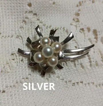 펄 5알 SILVER 브로치