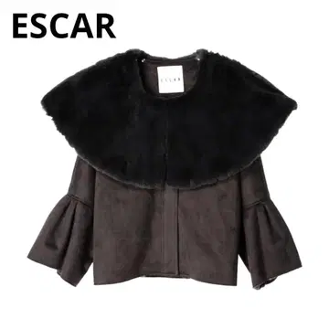 ESCAR 플러피 케이프 부착 숏코트