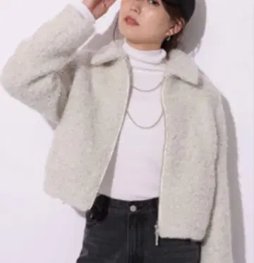Mystrada 보아 지퍼 코트 그레이 36
