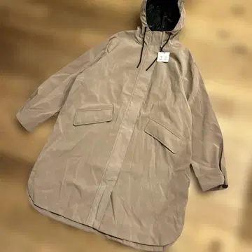 ZARA 미사용 새상품 베이지 후드 부착 롱 코트 모즈 코트 L