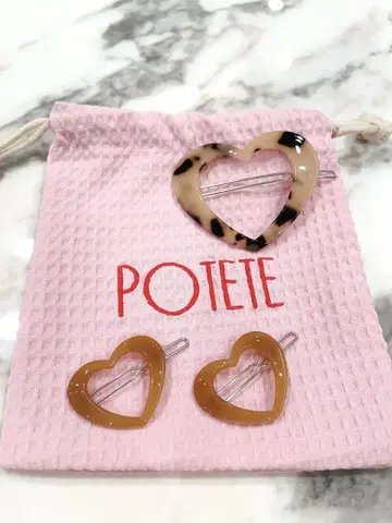 POTETE 하트 모양 헤어핀 3개 세트