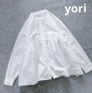 yori 스탠드 카라 프릴 블라우스
