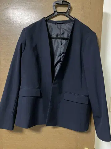 네이비 노카라 자켓