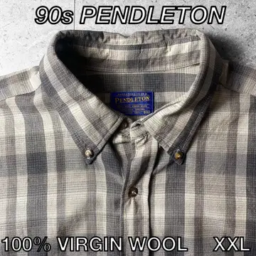 90s Pendleton 울 체크 긴팔 셔츠 버튼 다운 구제 의류