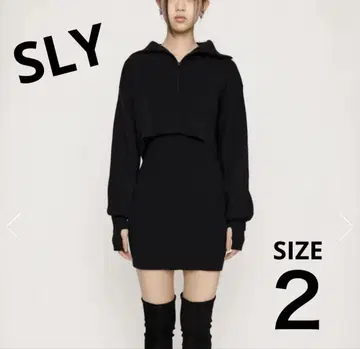 SLY 빅 칼라 집업 2P 숏 원피스 블랙