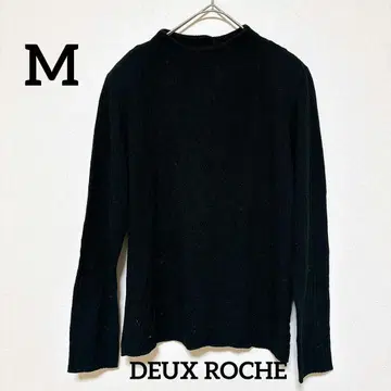 DEUX ROCHE 리브 니트 블랙 심플 긴팔 M 사이즈 여성용