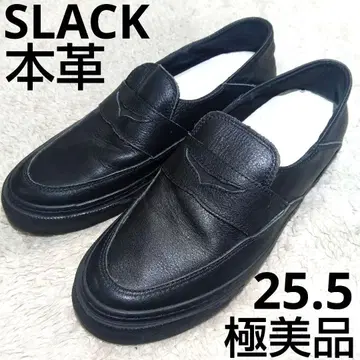 컨디션 최상 25.5 slack 블랙 가죽 코인 로퍼 스니커즈 천연 가죽