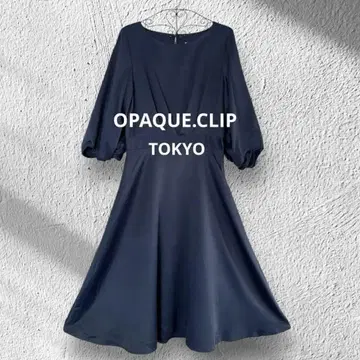 OPAQUE.CLIP 네이비 벌룬 슬리브 원피스 롱 원피스