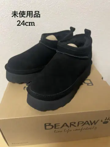 미사용 새상품 베어파우 통굽 숏부츠 어그 부츠 24cm 블랙