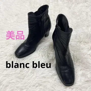 새상품급 [블랑블루] 가죽 블랙 사이드 지퍼업 숏 부츠