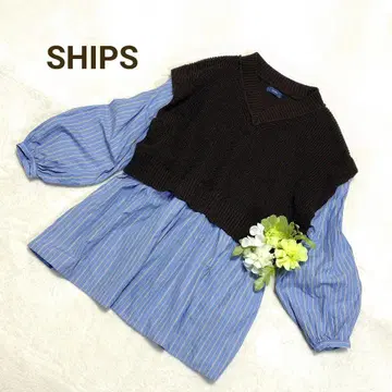 쉽스 셔츠콤비 V넥 니트 여성용 레이어드 스타일 손세탁 가능