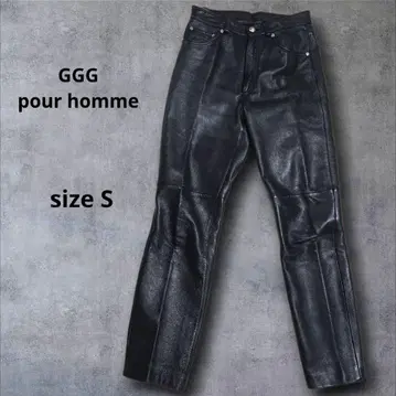 지 지 지 GGG pour homme 가죽 팬츠 크로스 버튼 소가죽