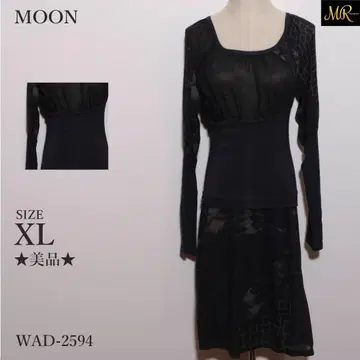 새상품급 MOOVY 원피스 무릎 기장 긴팔 기하학 패턴 비침 허리 절개