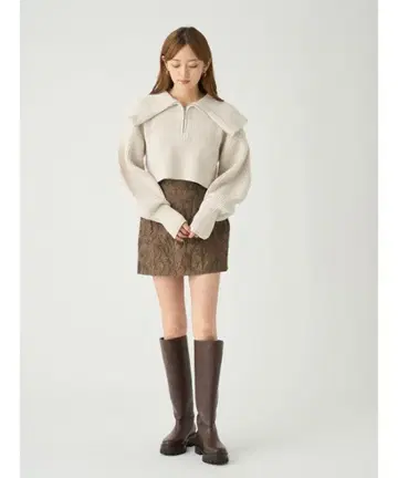 SNIDEL 스키퍼 니트 풀오버 크롭 기장 아이보리 베이지