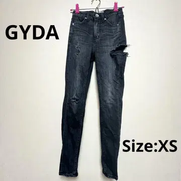 GYDA M/W 사이드 립드 스키니 데님 팬츠 블랙 XS