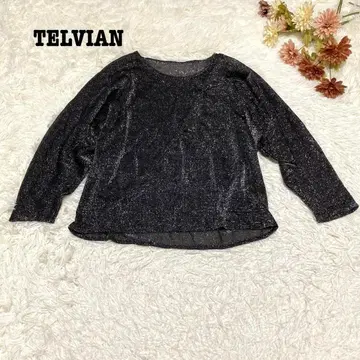s.1252 [트레비앙] 긴팔 상의 라메 비침 있음 블랙 F 사이즈