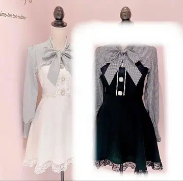 ManonTokyo 깅엄 x 트위드 원피스 블랙