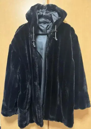 알뜰 후드 부착 L 보아 퍼 남성용 블랙 방한 넉넉한