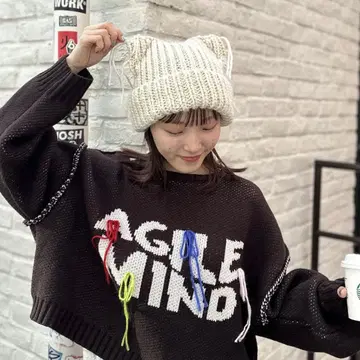 w closet 더블 클로젯 캣 니트 모자