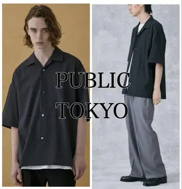 컨디션 최상 PUBLIC TOKYO 유니버셜 오픈 카라 셔츠 블랙