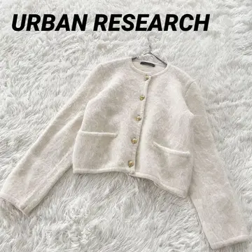 어반 리서치 알파카 샤기 GOLD 버튼 가디건 아이보리
