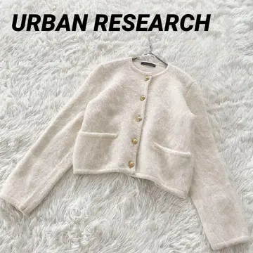 어반 리서치 알파카 샤기 GOLD 버튼 가디건 아이보리