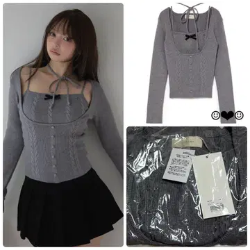 andmary Sharon ribbon tops 그레이