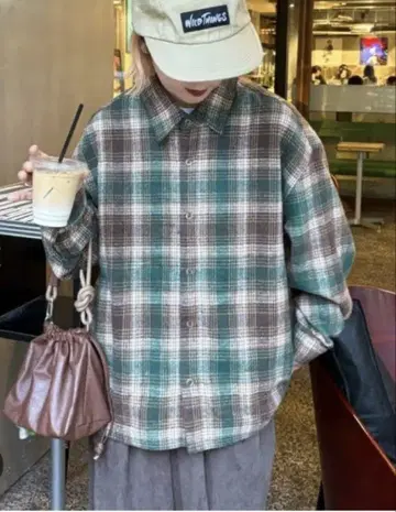 UNISEX 체크 플란넬 셔츠 차오패닉 티피