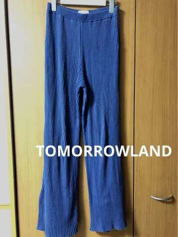 TOMORROWLAND 블루 리브 니트 와이드 팬츠