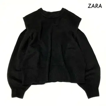 ZARA 자라 긴팔 니트 스웨터 오픈 숄더 블랙 S 사이즈
