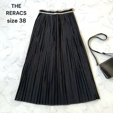 THE RERACS 실크 혼방 플리츠 롱 스커트 [ M ] 블랙