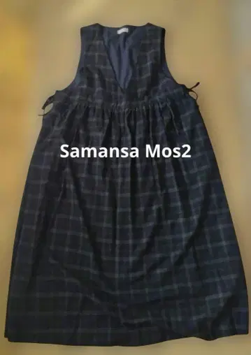 Samansa Mos2 옆 리본 V넥 점퍼 스커트 체크