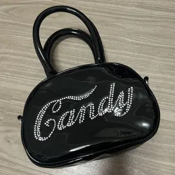 Candystripper 스톤 미니 보스턴 숄더 핸드백 블랙