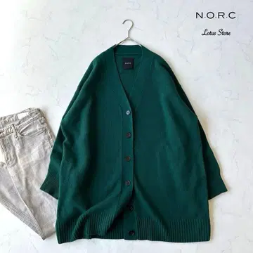 새상품급 N.O.R.C 노크 울 나일론 오버 사이즈 가디건 그린