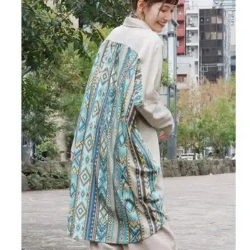 티티카카 패브릭 프린트 도킹 셔츠 원피스