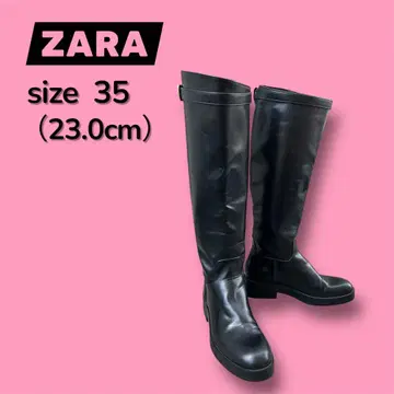 고품질 ZARA 23.0cm 플랫 밑창 롱 부츠 버클 포함