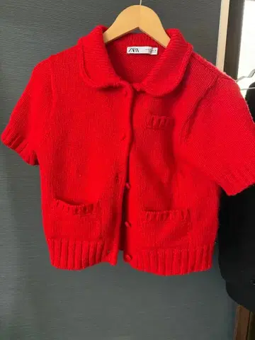 ZARA 레드 숏 슬리브 니트 택 포함 새상품